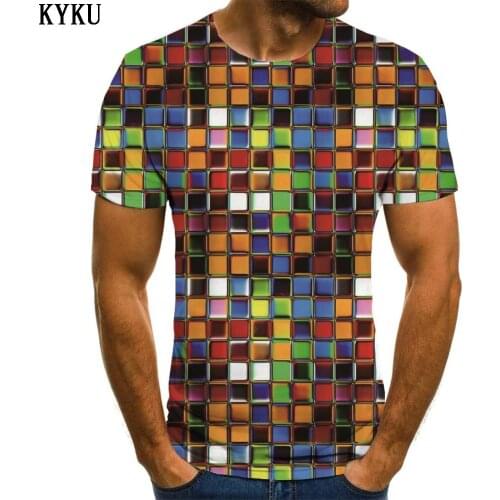3d Tshirt Geometry T shirt Men Rainbow T-shirts 3d Colorful Shirt Print Short Sleeve T shirts Cool Streetwear O-Neck
