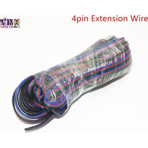 5m/10m/20m/ 50m 2pin single /3pin 2811RGB /5pin RGBW Extension 4Pin RGB+White /RGB+Black Wires Connector Cable For RGB LED Strip