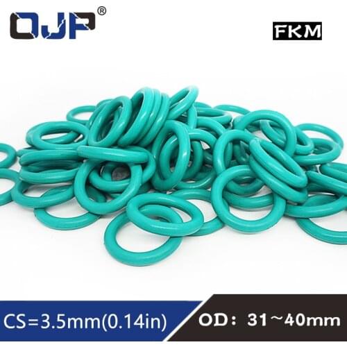 5PC/lot Rubber Ring Green FKM O ring Seal 3.5mm Thickness OD31/32/33/34/35/36/37/38/39/40mm Rubber ORing sealing Oil Gasket
