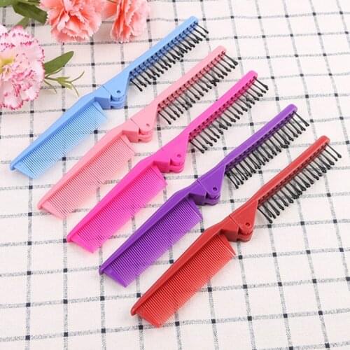 500/lot Portable Travel Foldable Hair Comb Hair Brush 2 in 1 Comb Tooth Hairbrush Folding combs Anti-static Hair Brush