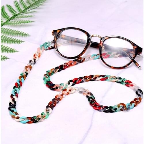 72cm Chic Leopard Acrylic Sunglasses Chain Women Anti Slip Reading Glasses Ribbon Clip Eyewear Cord Holder Neck Strap Lanyard