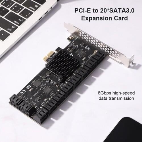 SA3112J PCIE Adapter 20/16/12/10 Port PCI-Express X1 to SATA 3.0 Expansion Card 6Gbps High Speed Add On Card W/ PCI-E X4 X8 X16
