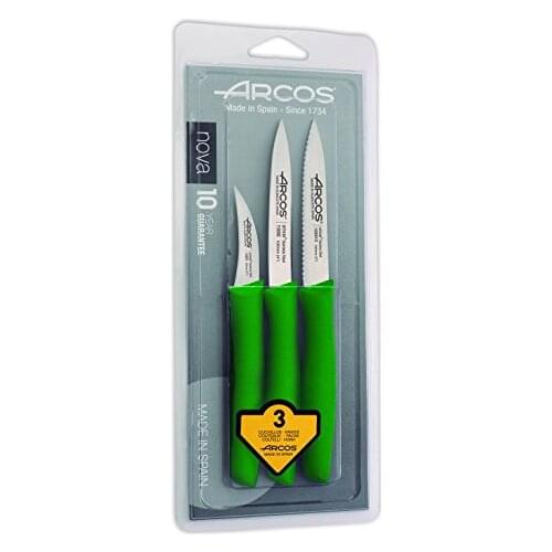 Arches 189621-set of 3 kitchen knives walkers, stainless steel, green handle