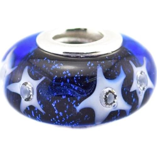 Starry Night Sky Glass Charm 925 Silver Original Beads For Jewelry Making For European Bracelets DIY Sterling Silver Beads
