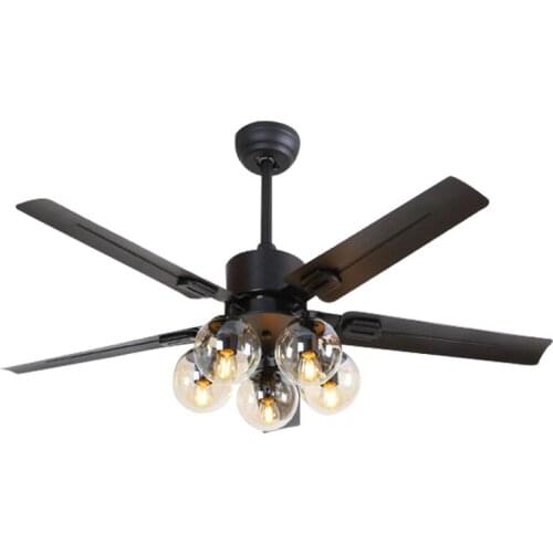 Black Vintage Ceiling Fan With Lights Remote Control Ventilador De Techo 220 Volt Bedroom Ceiling Light Fan Lamp E27 Bulbs Fans