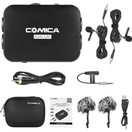 COMICA CVM-D03 DUAL.LAV Dual-head Lavalier Lapel Camera Microphone Clip-on Smartphone Mic for Canon Nikon Sony Camera Camcorder
