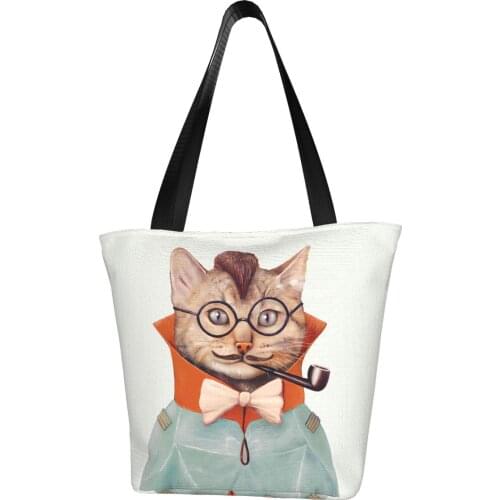 Eclectic Cat Polyester outdoor girl handbag, woman shopping bag, shoulder bag, canvas bag, gift bag