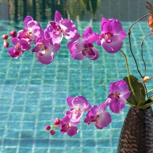 BIT.FLY Artificial Flowers 1Pcs Butterfly Orchid Real Silk Fake Flowers For Wedding Decoration Bouquet DIY Party Home Decor
