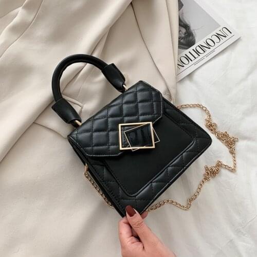Plaid PU Leather Crossbody Bag for Women 2021 Branded Chain Designer Shoulder Luxury Handbags Womens Trend Hand Bag Sac Femme