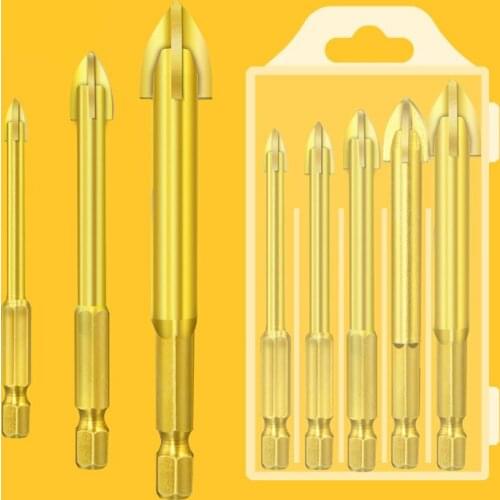 Cross Triangle Drill Bit 5pcs Drill Bit Set Cutting Diameter3/4/5/6/8mm Suitable For Glass Ceramic Wood Plastic Brick