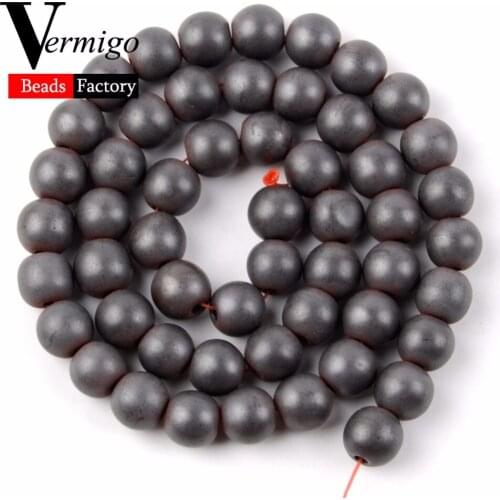 Natural Gem Stones Beads Matte Dull Polished Plated Black Hematite Round Loose Beads For Jewelry Making Diy Bracelet Perles 15"