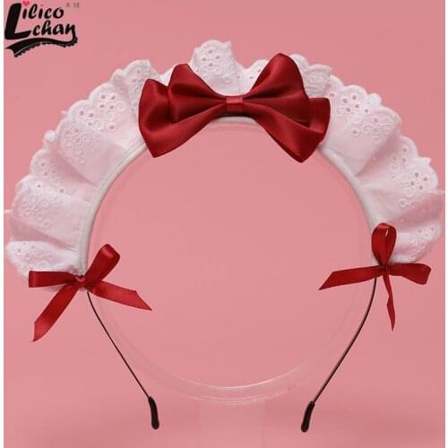 Lace Bow Cute Women Headband Mesh Japanese Lolita Kawaii Cosplay Accessories Maid Hair Hoops Ladies Lovely Party Fashion New