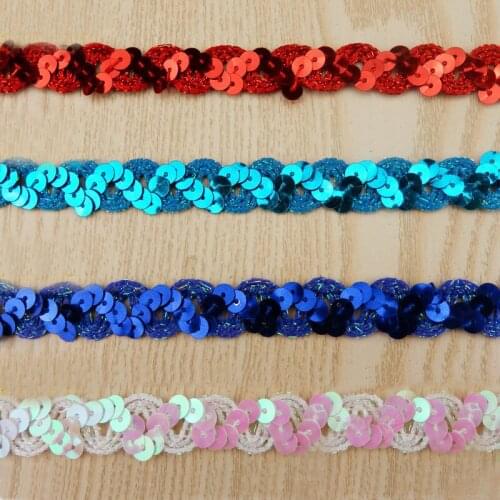 12meters/lot multicolors Sequined Braid Ribbon 3D S Band Paillette Lace Clothes Accessories 1.5CM Wide