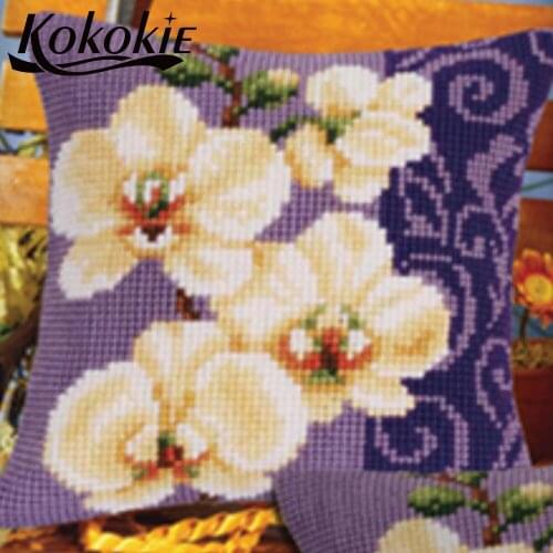 Handicraft 3d embroidery and cross stitch kits needlework set flower pattern cross stitch throw pillowcase diy embroidered mat