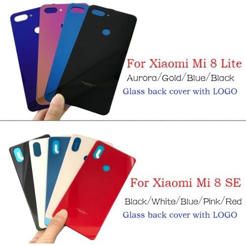 New Back Battery Cover Glass For Xiaomi Mi8 Mi 8 Lite / Mi 8 Se 8se Glass Back Cover Adhesive Sticker With LOGO