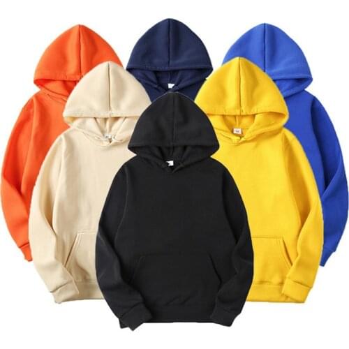 2021 New Mens Hoodies Women Autumn Hip Hop Streetwear Hooded Sweatshirt Couple Fleece Casual Pullover Tops Solid Pocket Hoodies