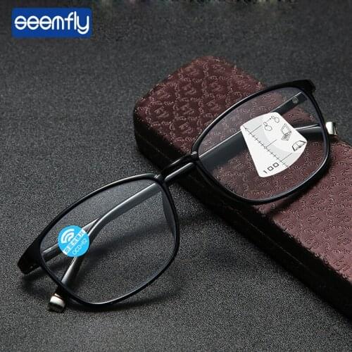Seemfly Multifocal Progressive Optical Reading Glasses Men Women Presbyopia Ultralight Eyewear Anti Blue Ray TR90 Frame +1.0 3.5