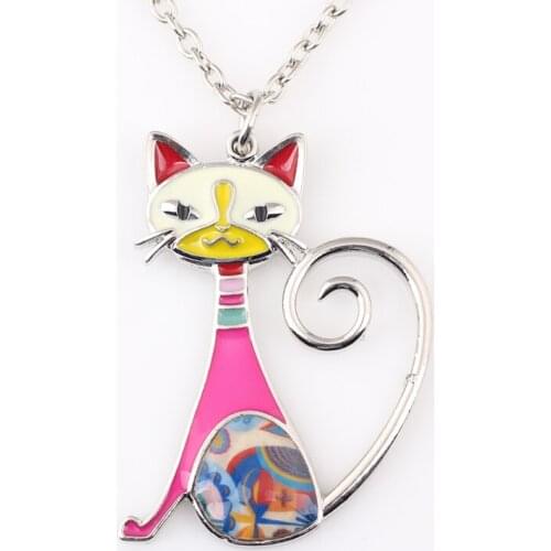 Newei Cat Necklace Enamel Pendant Zinc Alloy Plate New 2016 Fashion Jewelry For Women Girl Statement Charm Collares Accessories