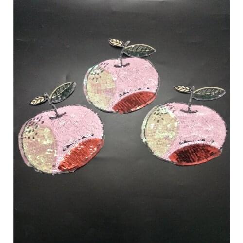 Pinkapple with leaf sequined beaded patches for clothing stickers clothes sew on parches bordados para ropa toppe per vestiti