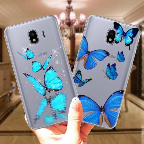 Cute Blue Colorful Butterfly Clear Soft Silicone Case Cover For Samsung Galaxy J3 J5 J7 2016 2017 J8 J4 J6 Plus J2 J5 Prime J330