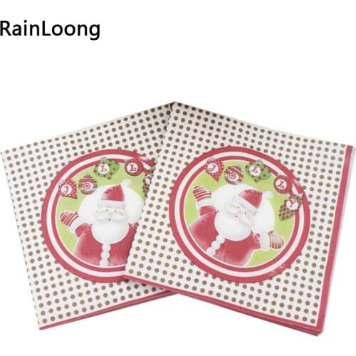[RainLoong] Jolly Santa Paper Napkins Christmas Festive & Party Tissue Napkins Decoration Guardanapo 33*33cm 1 pack