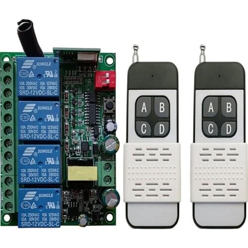 Remote Control AC110V 220V 230V 4CH rf Switch Relay Receiver and Transmitter for Garage Remote Control and Remote Light Switch