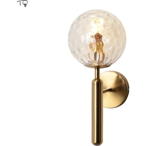 Nordic Luxury Gold Lustre Led Glass Wall Lamp Metal Decorative Wall Sconces Light Fixtures Corridor Stair Bedroom Living Room