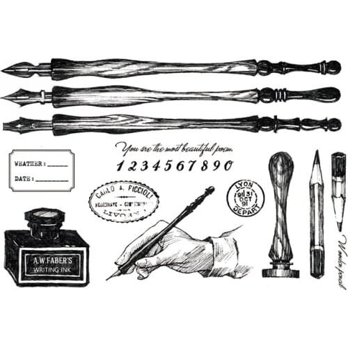 Pen Transparent Clear Silicone Stamp/Seal for DIY scrapbook/photo album Decorative clear stamp sheets ST0808