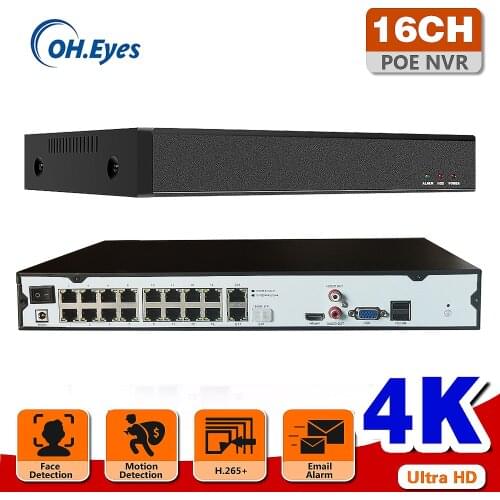 OH.EYES 4K NVR 16CH Ultra HD Face record&playback Network Video Recorder CCTV NVR H265/H.264 For IP Camera System