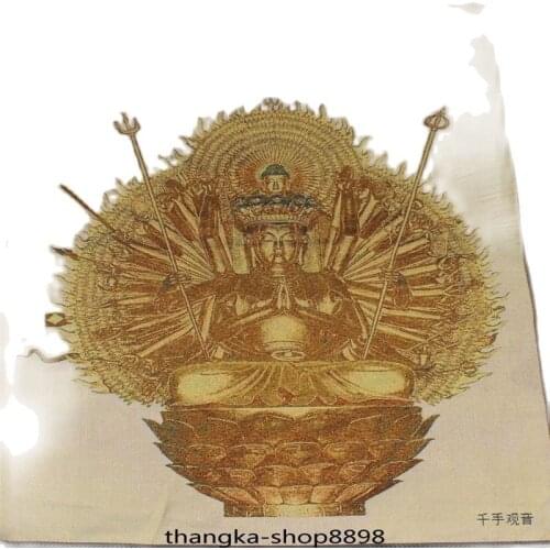 Silk 1000 Arms Avalokiteshvara of Goddess GuanYin Buddha Painting Tangka Thangka