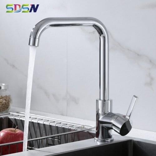 Kitchen Mixer Faucet SDSN Polished Chrome Kitchen Mixer Tap 360 Roation Hot Cold Kitchen Sink Faucet Copper Brass Kitchen Tap