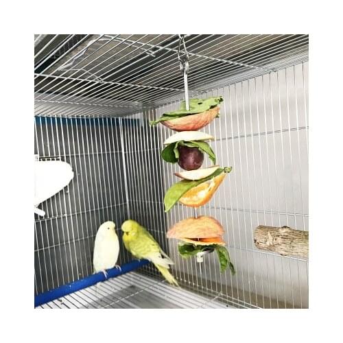 Medium and large parrot bird supplies Pure stainless steel fruit fork hook fruit fork toy fork bird cage accessories