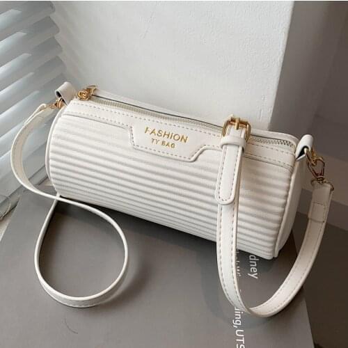 European and American Designer Ladies Cylindrical ShoulderBag2021New Fashion Female Bag Korean Version of The Fold Messenger Bag