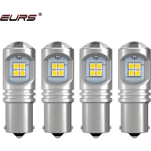 EURS 4Pcs/Lot 1156 P21W BA15S 3030-12smd Canbus 1157 BAY15D BA15D 6000K White 10-30V 2400LM Led Car Bulb Auto Lamp Reverse Light