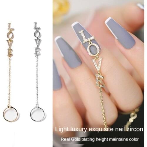 Nail Jewelry Long Bracelet Chain Tassel Pendant Nail Art Decoration Pearl Metal Nail Rhinestones Ornament Nail Art Accessories