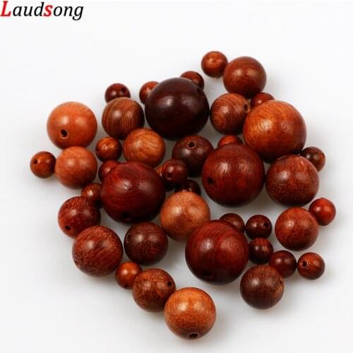 High Quality Natural Wood Beads 6-15mm Myanmar Rosewood Round Loose Beads For Jewelry Making DIY Bracelet Beaded Accessories