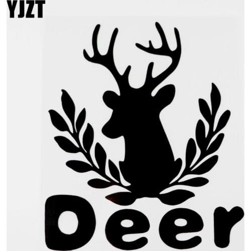 YJZT 15.5CM×17.7CM Fashion Animal Deer Vinyl Car Window Sticker Decal Black/Silver 8C-0262