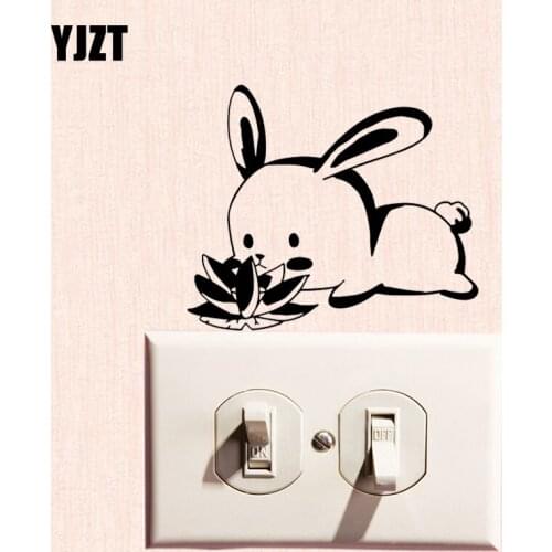 YJZT Rabbit And Flower Wall Decal Cartoon Animal Vinyl Switch Sticker Funny Decor S19-0819