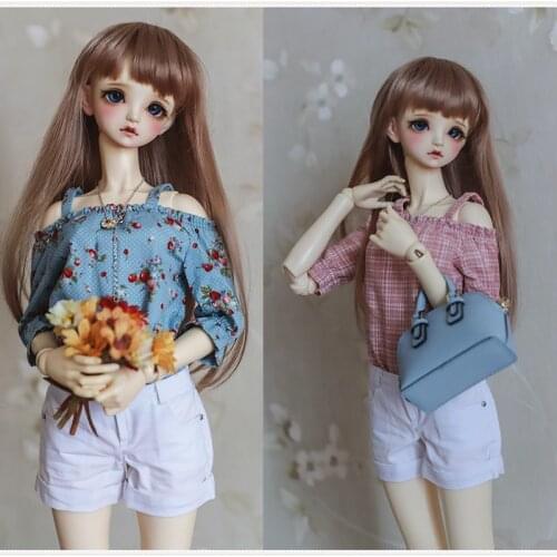 G10-209 SD 1/3 bjd doll baby clothes colorful flower suit jacket shirt womens fashion denim shorts 1 set