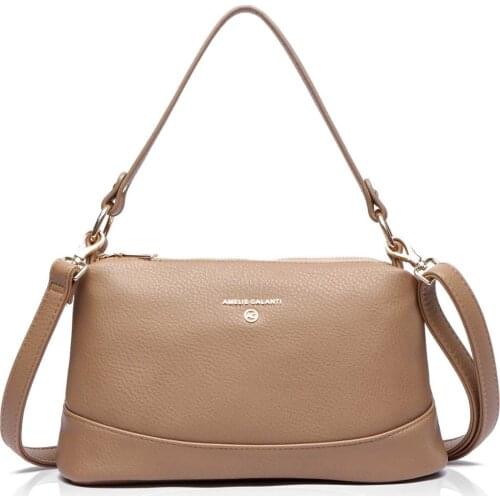 Women Small Handbag and Purse Crossbody Shoulder Bag, Vegan Leather Tote Bag with Three zipper compartments