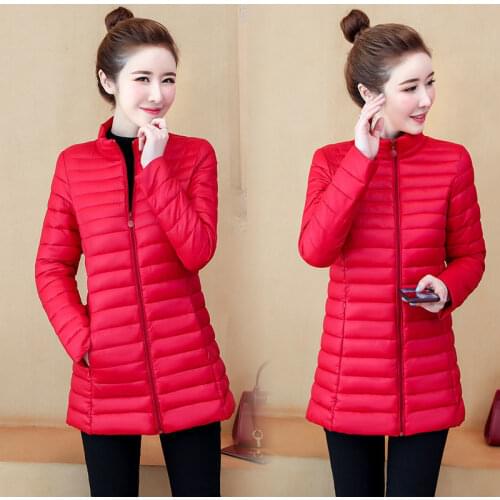 Women Winter Jackets New Stand-up Collar Woman Slim White Down Cotton Coat Female Portable Fluffy Long Down Coats Plus Size 6XL