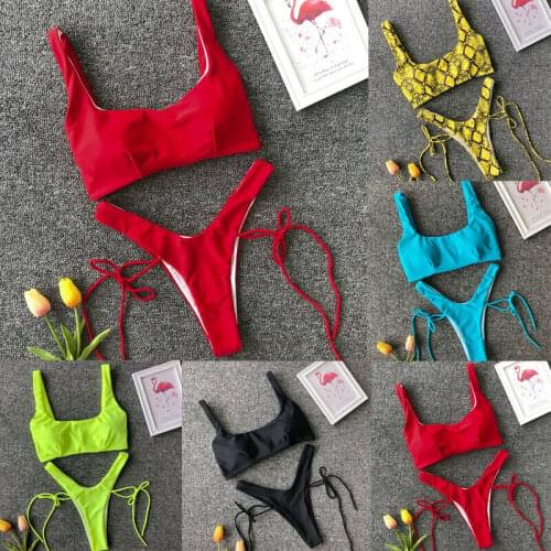 High Waist Swimwear Women Swimsuit 2019 Push Up Bikini Bandage Padded Sexy Bathing Suit New Snakeskin Biquini Maillot de bain