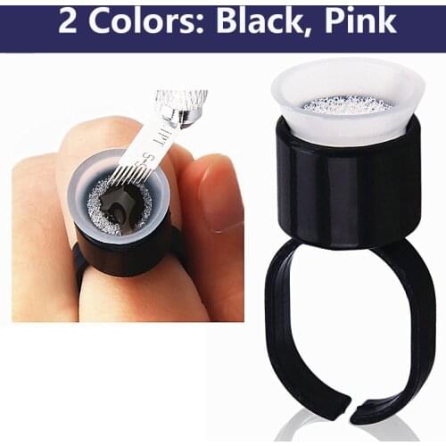 100pcs Tattoo Ink Ring Cups Glue Cap with Sponge Microblading Pigment Cup Tattoo Tool Holder Permanent Makeup Accessories Supply