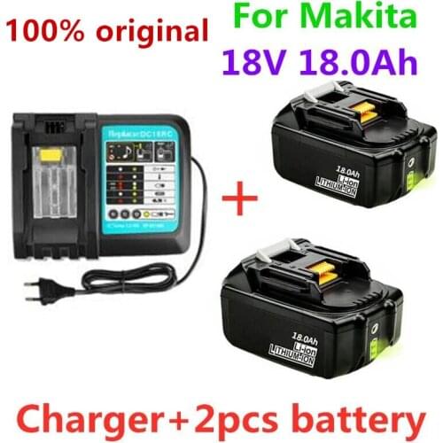 18V18Ah Rechargeable Battery 18000mah Li-Ion Battery Replacement Power Battery for MAKITA BL1880 BL1860 BL1830battery+3A Charger