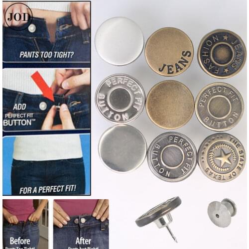 Snap Fastener Metal Pants Buttons for Clothing Jeans Perfect Fit Adjust pin Button self Increase Reduce Waist 17mm Free Sewing