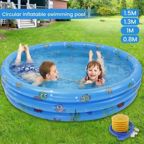 3 Layers Children Inflatable Pool with Foot Pump Outdoor Children Basin Bathtub Kids Pool Baby Swimming Pool for Kids Play Toy
