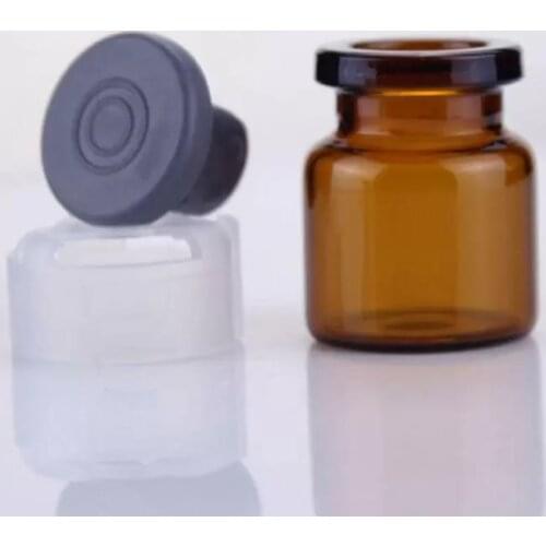100pcs 10ml Vials-Glass Clear Bottom Headspace Vial with Plastic-Aluminum Flip Off Caps and Rubber Stoppers,(Transparent