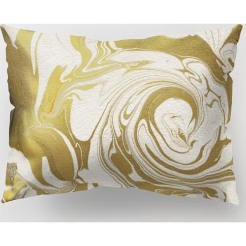 30x50cm Marble Print Waist Cushion Cover Polyester for Car Seat Support Throw Pillow Case Cover Deroctive Gold Color