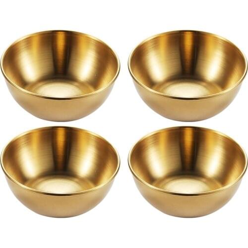 4pcs Appetizer Serving Tray Sauce Plates Stainless Steel Lightweight Seasoning Dish Sauce Plate Sauce Dish Spice Dish Plates