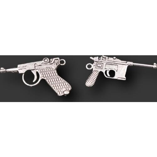 4pcs Mix Silver Plated Pistol Metal Pendants DIY Charms Retro Bracelet Earrings Jewelry Crafts Making A2456